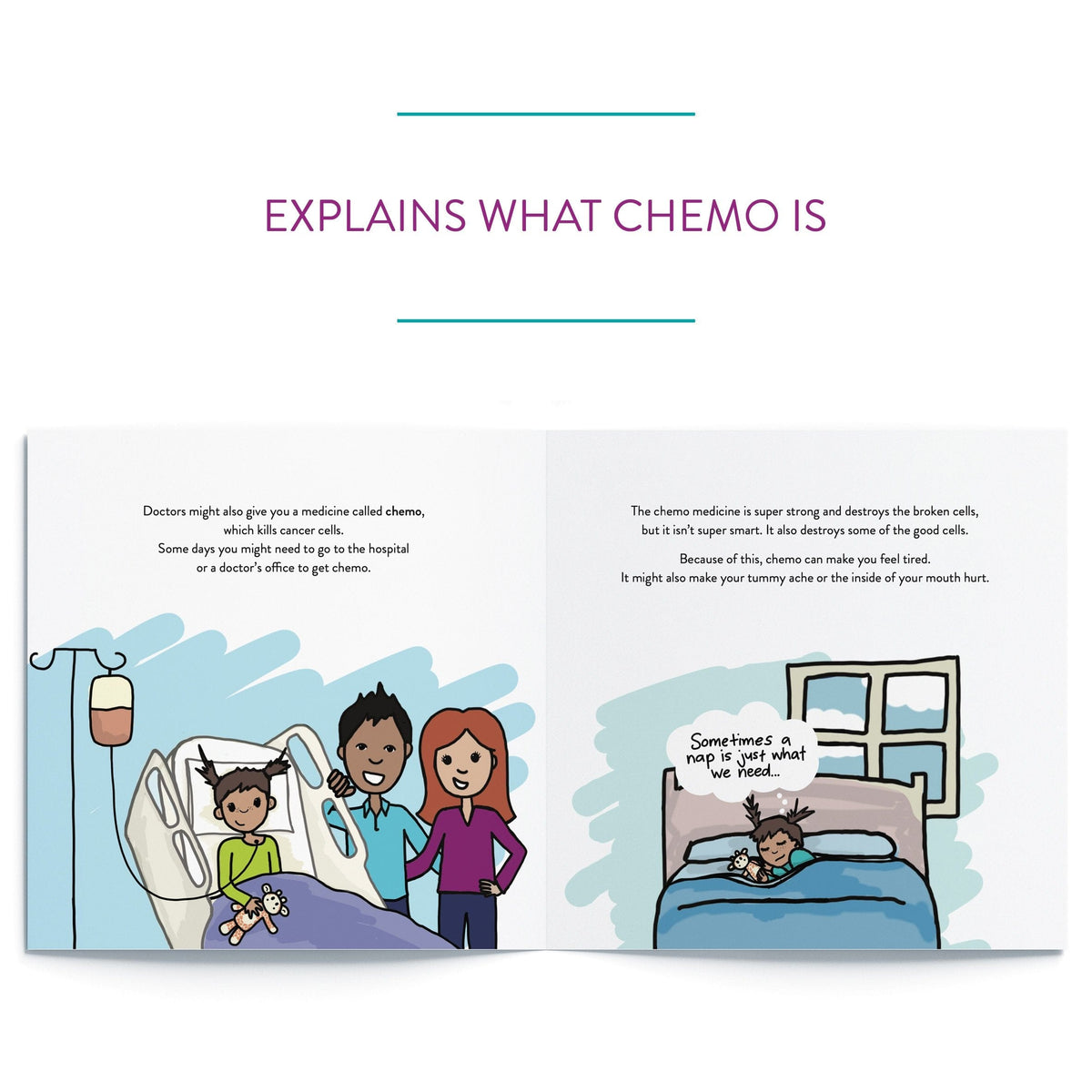 &quot;What Happens When a Kid Has Cancer&quot; book for pediatric cancer patients by Sara Olsher. Explains what chemo is.